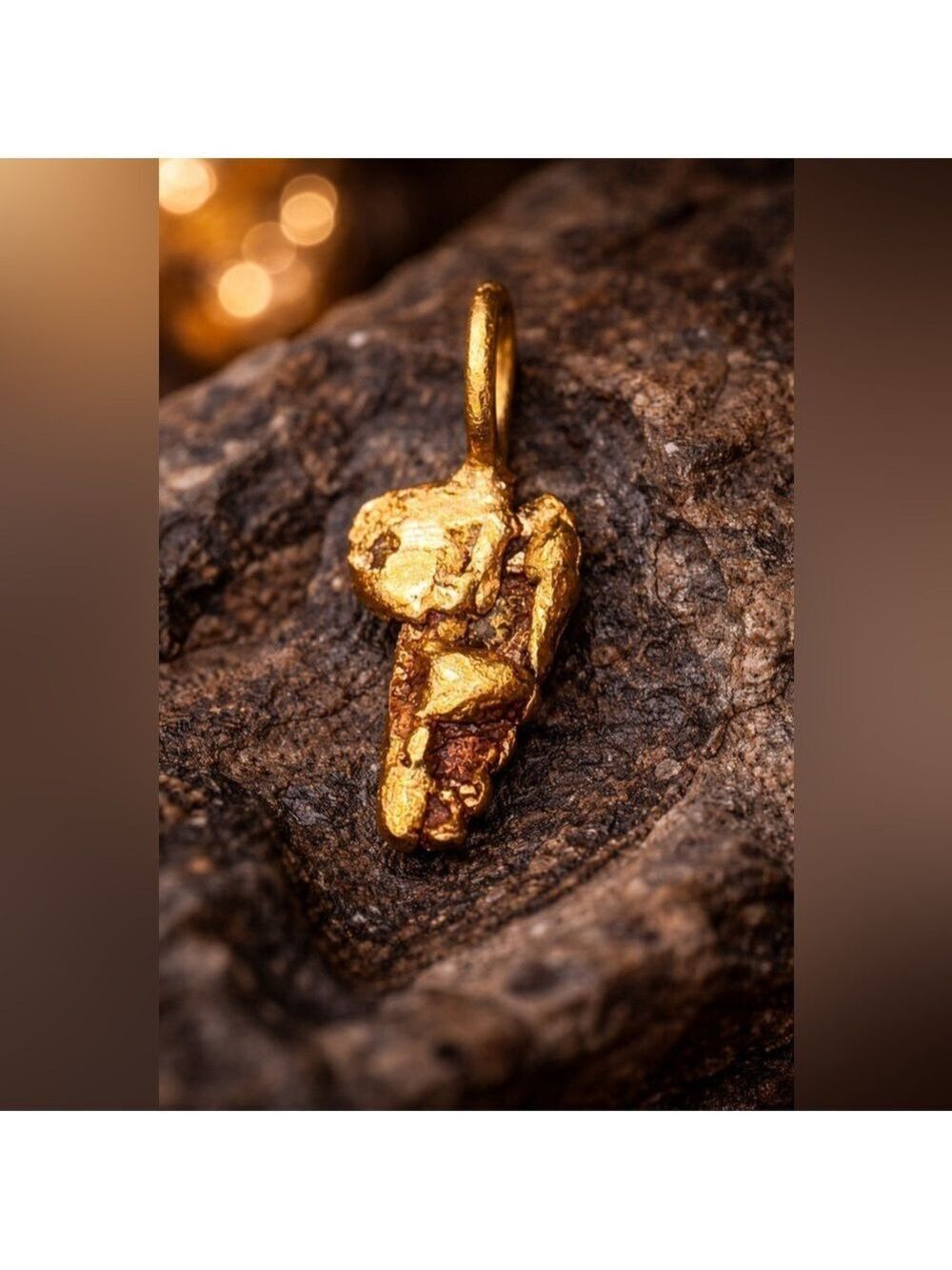 RARE Natural Yukon Gold Nugget Pendant Genuine 18k Raw - Africa Continent Shape